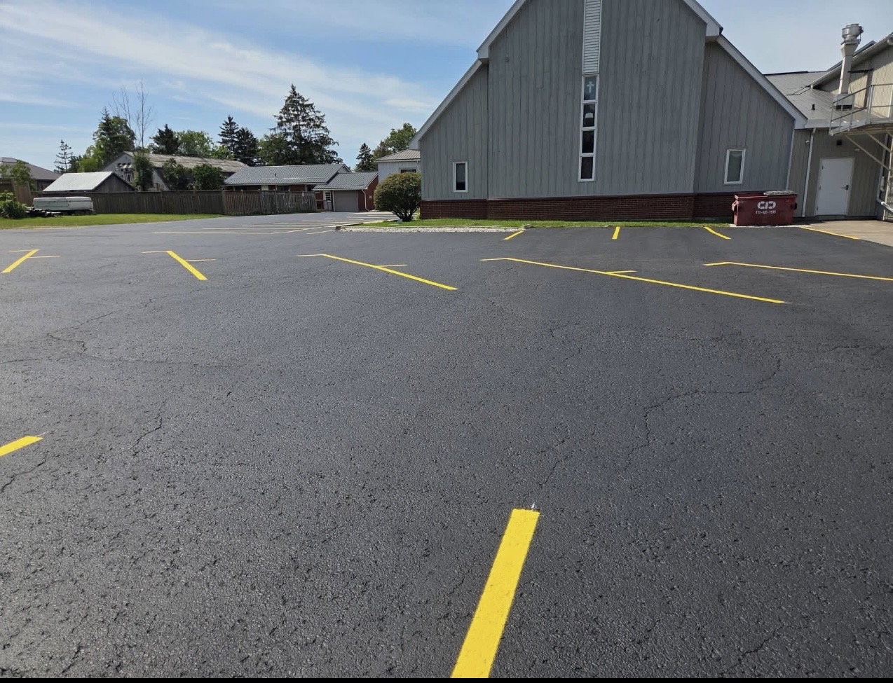 Finished commercial asphalt parking lot